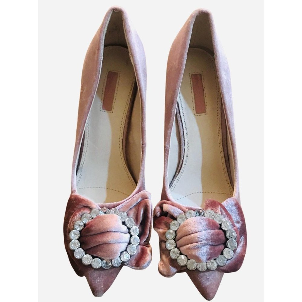 Topshop Pink Velvet Stiletto Heels